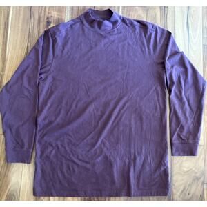 Duluth Trading Co Long Sleeve Mock Neck Shirt Mens Sz Medium Maroon 100% Cotton